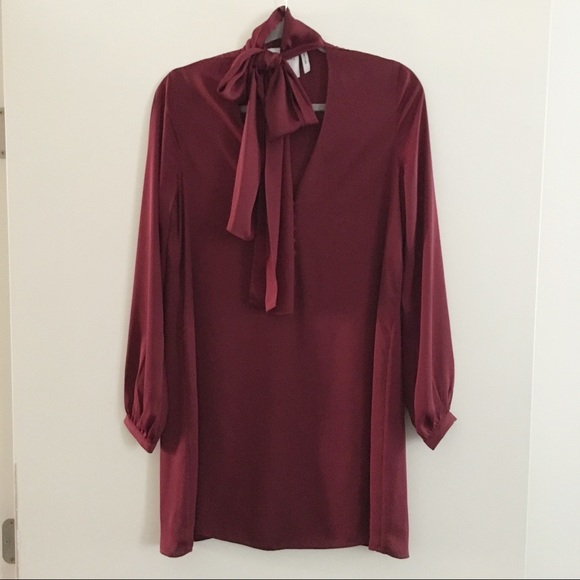 L’Academie | Maroon REVOLVE 70s Dress in Cabernet - Picture 3 of 7